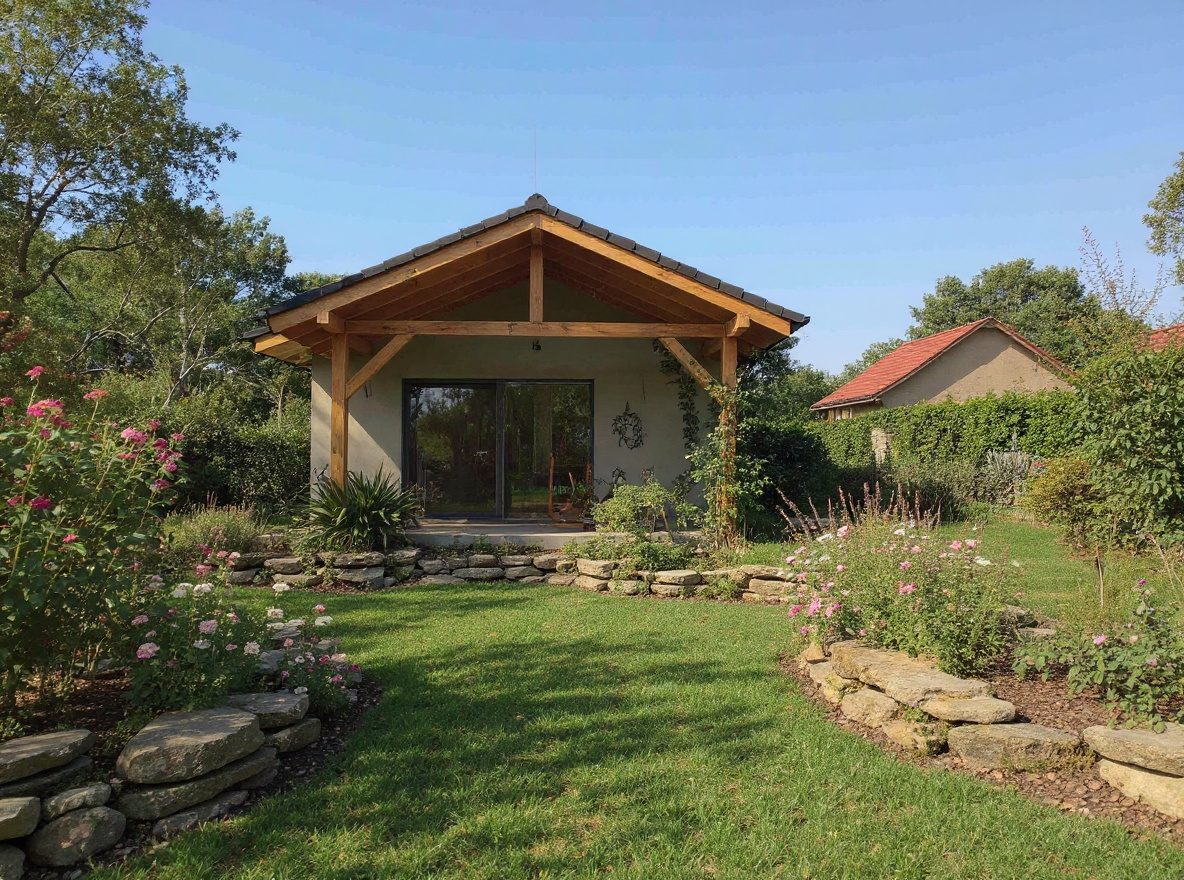 AI návrh záhrady v rustikálnom vidieckom štýle