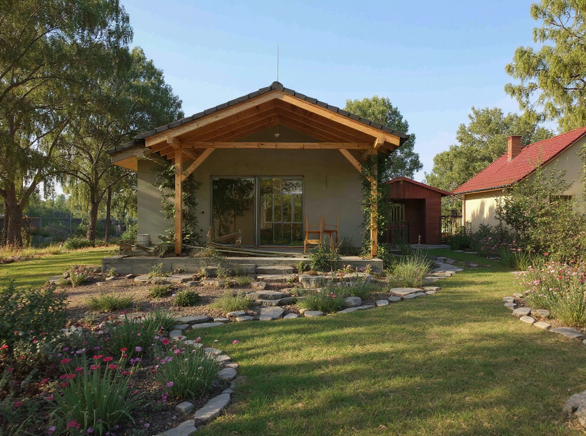 AI návrh záhrady v rustikálnom vidieckom štýle