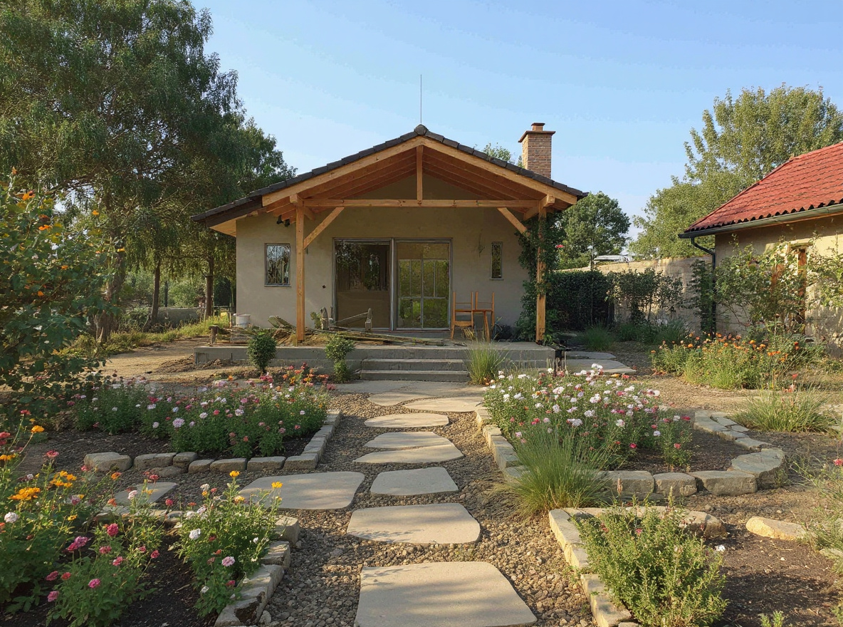 AI návrh záhrady v rustikálnom vidieckom štýle