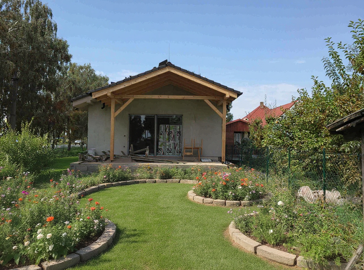 AI návrh záhrady v rustikálnom vidieckom štýle