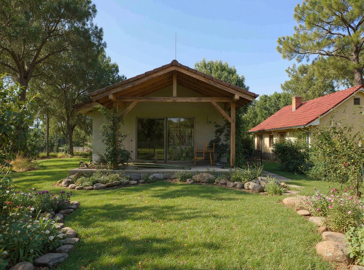 AI návrh záhrady v rustikálnom vidieckom štýle