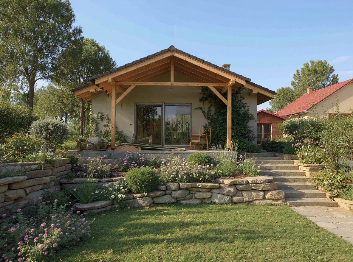 AI návrh záhrady v rustikálnom vidieckom štýle